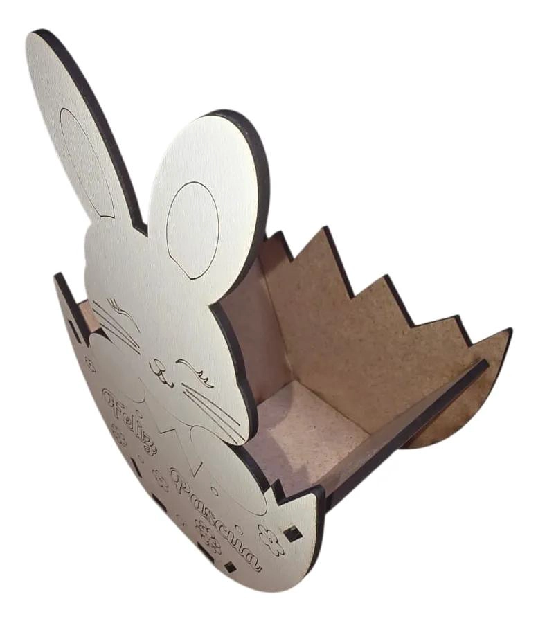 SET DE 6 CANASTOS DE MADERA CON DISEÑO DE CONEJO PARA PASCUA - 5