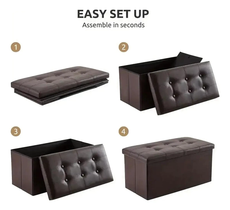 BANQUETA BAUL ORGANIZADOR PLEGABLE PARA PIE DE CAMA Y ASIENTO - 5
