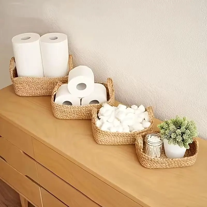 JUEGO DE 4 CESTAS TEJIDAS DE CUERDA DE YUTE PARA ALMACENAMIENTO - 3
