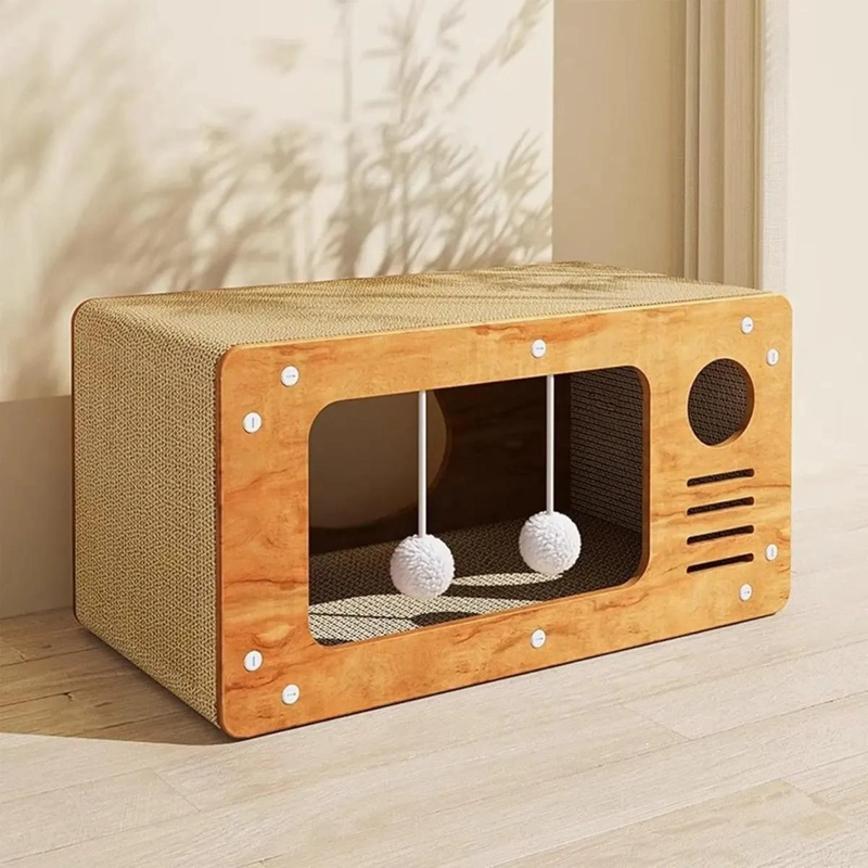 CAMA Y RASCADOR PARA GATOS DOS EN UNO DE CARTON RESISTENTE - 1