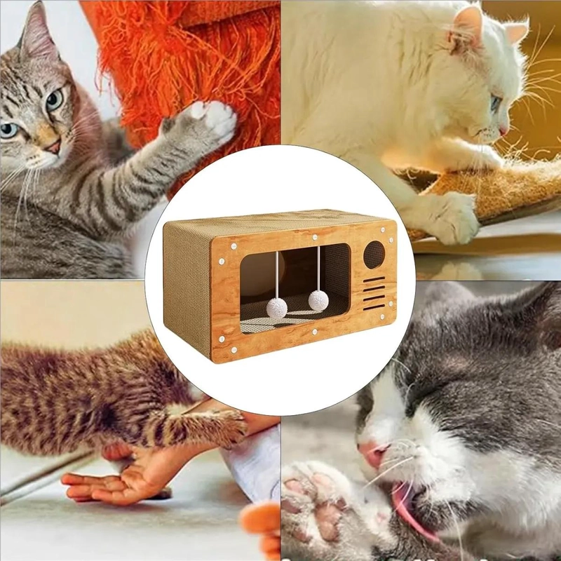 CAMA Y RASCADOR PARA GATOS DOS EN UNO DE CARTON RESISTENTE - 2