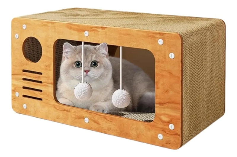 CAMA Y RASCADOR PARA GATOS DOS EN UNO DE CARTON RESISTENTE - 5