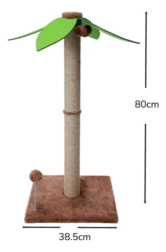 ARBOL RASCADOR PARA GATO CON DISEÑO DE PALMERA DE COCO Y JUGUETE INTERACTIVO - 2