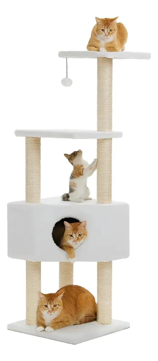 TORRE RASCADOR PARA GATOS CON ARBOL Y TRES NIVELES DE ALTURA - 1