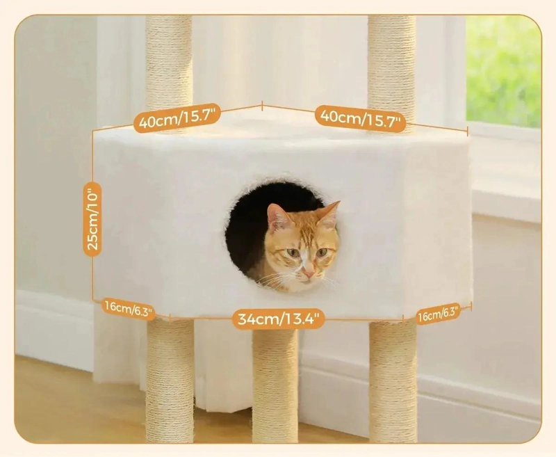 TORRE RASCADOR PARA GATOS CON ARBOL Y TRES NIVELES DE ALTURA - 5