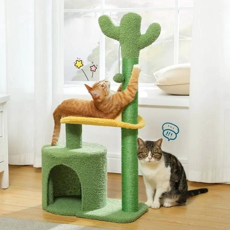 TORRE RASCADOR CON DISEÑO DE CACTUS PARA GATOS CON MULTIPLES NIVELES - 4