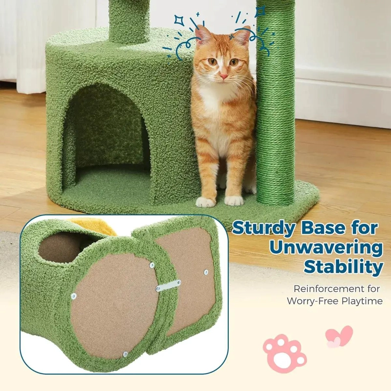 TORRE RASCADOR CON DISEÑO DE CACTUS PARA GATOS CON MULTIPLES NIVELES - 5
