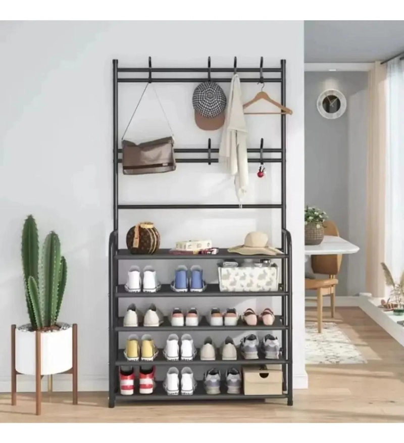 ESTANTE ORGANIZADOR PARA ZAPATOS CON PERCHERO Y 4 NIVELES DE ALMACENAMIENTO - 4