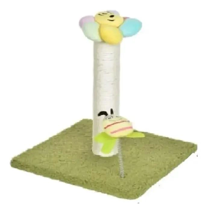 RASCADOR PARA GATOS CON DISEÑO DE FLOR Y ABEJA EN SISAL Y PELUCHE - 3
