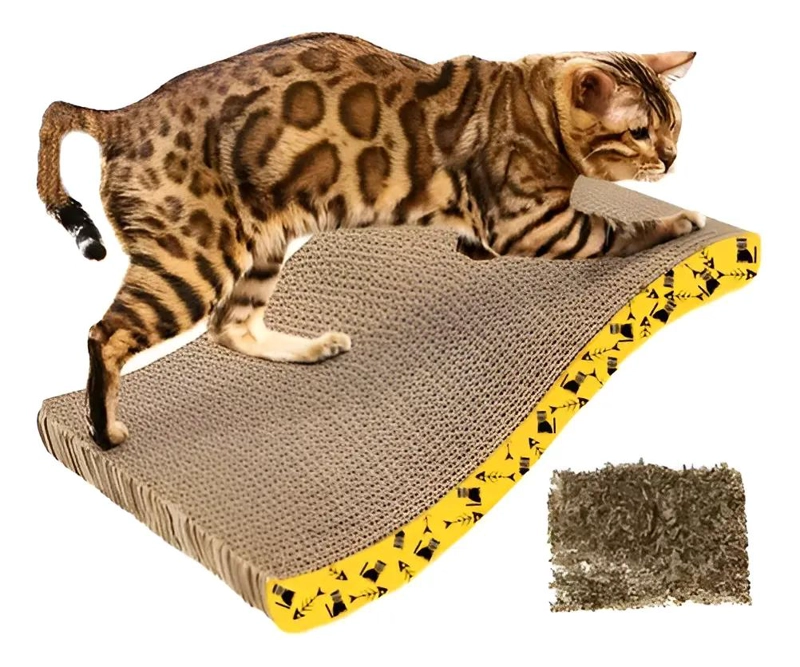 RASCADOR REDONDO PARA GATOS DE CARTON CORRUGADO CON JUGUETE INTEGRADO - 1