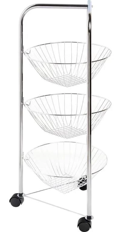 ORGANIZADOR VERTICAL DE METAL CON 3 CANASTOS PARA FRUTAS CROMADO - 2