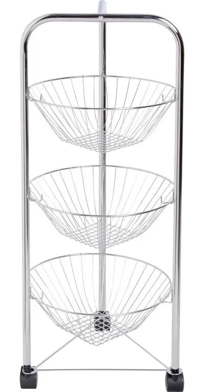 ORGANIZADOR VERTICAL DE METAL CON 3 CANASTOS PARA FRUTAS CROMADO - 3