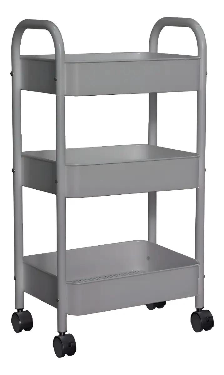 CARRITO DE ALMACENAMIENTO CON 3 NIVELES EN COLOR GRIS PARA ORGANIZACION - 1