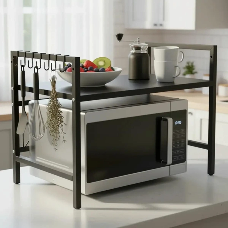 ESTANTE METALICO EXTENSIBLE PARA MICROONDAS CON UN NIVEL PARA COCINA - 1