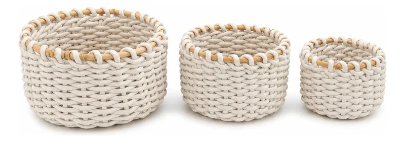 CANASTO ORGANIZADOR TEJIDO NATURAL PARA DECORACION Y ALMACENAJE HOGAR - 1