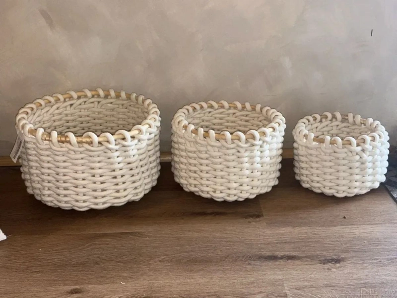 CANASTO ORGANIZADOR TEJIDO NATURAL PARA DECORACION Y ALMACENAJE HOGAR - 4