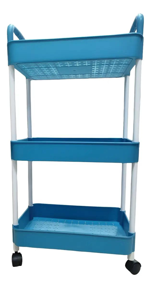 ESTANTE ORGANIZADOR PLEGABLE CON 3 NIVELES Y RUEDAS GIRATORIAS 360 GRADOS - 1