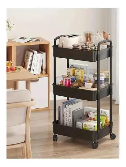 ESTANTE ORGANIZADOR PLEGABLE CON 3 NIVELES Y RUEDAS GIRATORIAS 360 GRADOS - 3