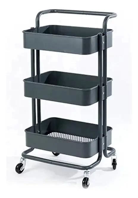 CARRITO ORGANIZADOR CON TRES NIVELES Y RUEDAS COLOR NEGRO PARA ALMACENAMIENTO - 1