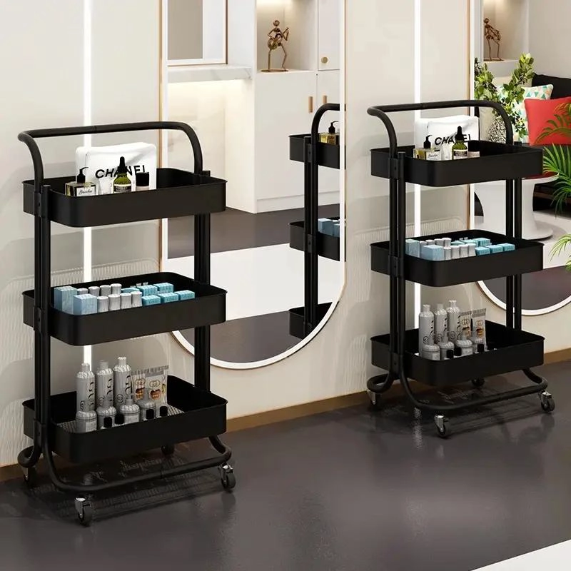CARRITO ORGANIZADOR CON TRES NIVELES Y RUEDAS COLOR NEGRO PARA ALMACENAMIENTO - 2