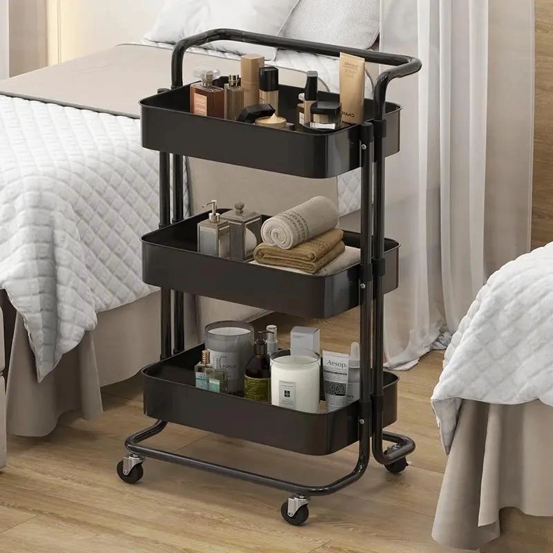 CARRITO ORGANIZADOR CON TRES NIVELES Y RUEDAS COLOR NEGRO PARA ALMACENAMIENTO - 3