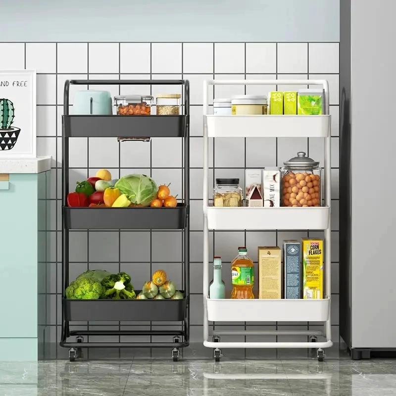 CARRITO ORGANIZADOR CON TRES NIVELES Y RUEDAS COLOR NEGRO PARA ALMACENAMIENTO - 4