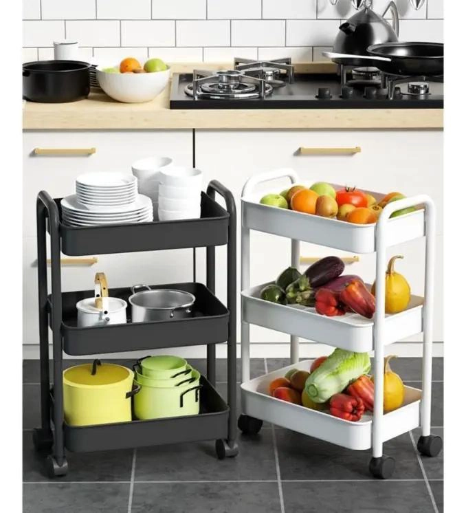 CARRITO ORGANIZADOR METALICO MULTIUSOS DE 3 NIVELES CON RUEDAS PARA FACIL MOVIL - 2