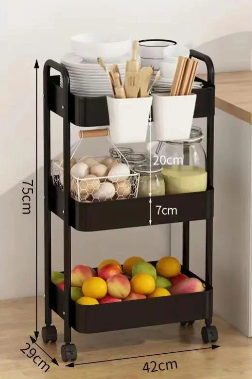 CARRITO ORGANIZADOR METALICO MULTIUSOS DE 3 NIVELES CON RUEDAS PARA FACIL MOVIL - 4