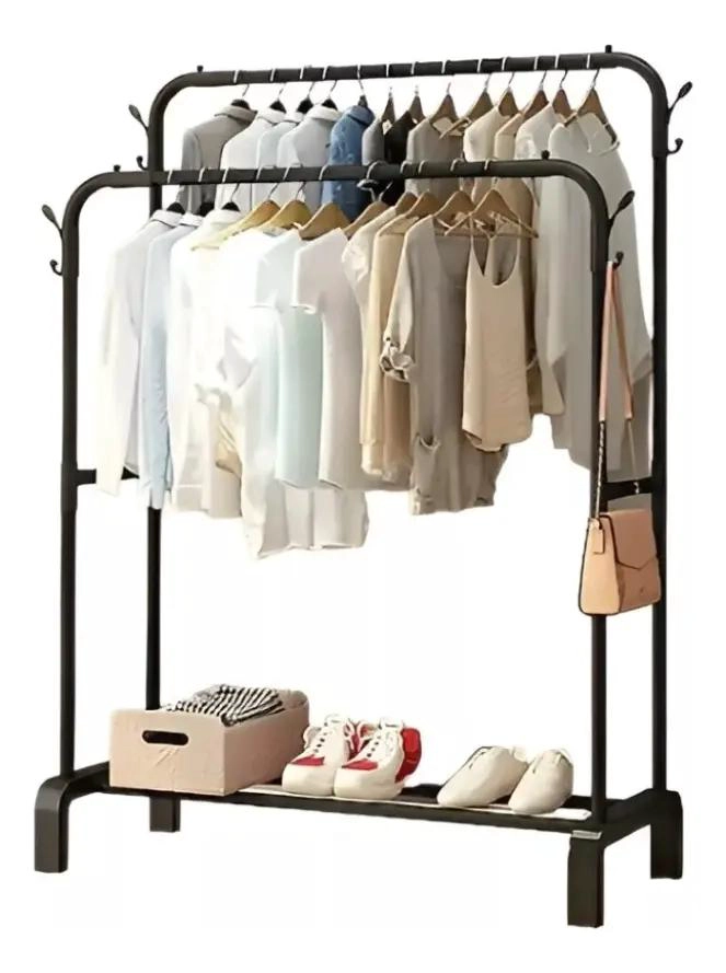 PERCHERO DOBLE BARRA PARA CLOSET ORGANIZADOR Y EXHIBIDOR DE ROPA - 1