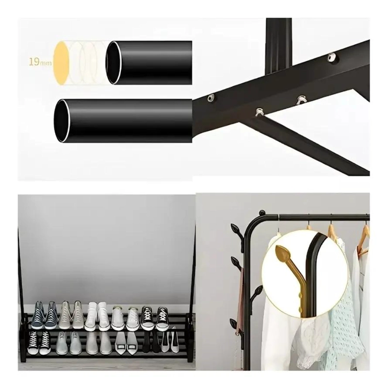 PERCHERO DOBLE BARRA PARA CLOSET ORGANIZADOR Y EXHIBIDOR DE ROPA - 5
