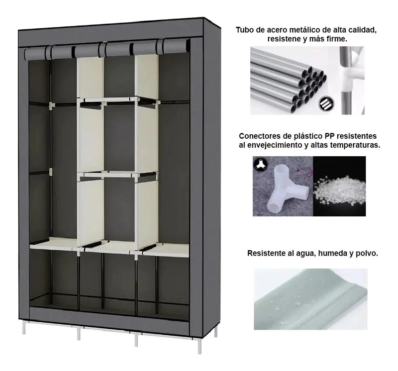 ARMARIO ROPERO ORGANIZADOR GRANDE ARMABLE CON AMPLIO ESPACIO - 5