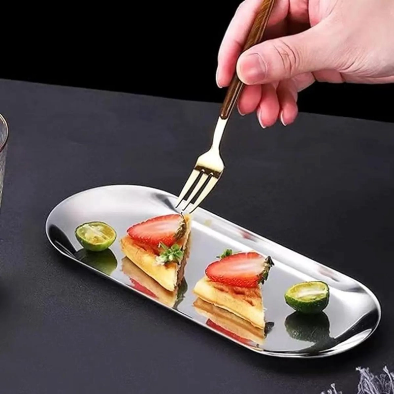 SET DE 12 BANDEJAS OVALADAS DE ACERO PARA TE  Y FRUTA DE 22 CM - 4