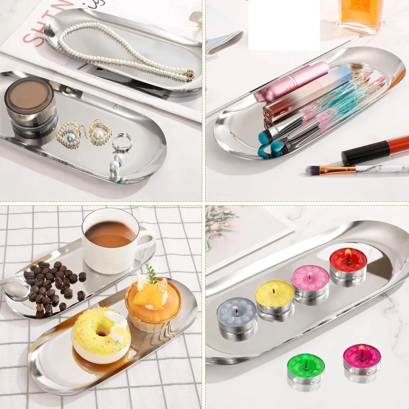 SET DE 12 BANDEJAS OVALADAS DE ACERO PARA TE  Y FRUTA DE 22 CM - 5