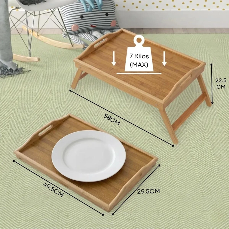 BANDEJA PLEGABLE DE BAMBU MULTIUSO PARA DESAYUNO Y USO EN CAMA - 1