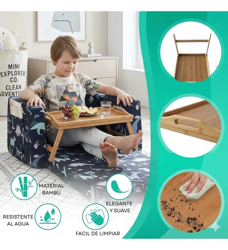 BANDEJA PLEGABLE DE BAMBU MULTIUSO PARA DESAYUNO Y USO EN CAMA - 3