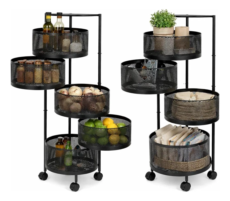 CARRITO ORGANIZADOR MULTIUSO CON CESTAS GIRATORIAS Y 5 NIVELES DE ALMACENAMIENTO - 1