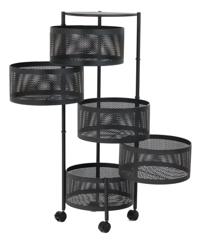 CARRITO ORGANIZADOR MULTIUSO CON CESTAS GIRATORIAS Y 5 NIVELES DE ALMACENAMIENTO - 4