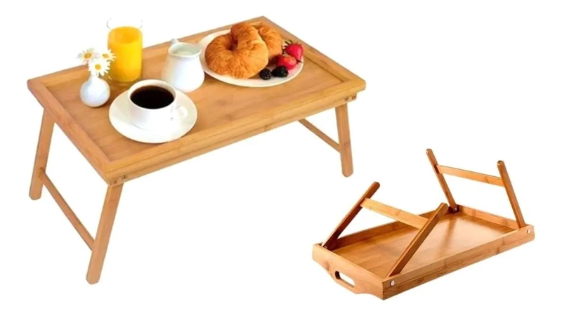 BANDEJA PARA DESAYUNO DE BAMBU CON PATAS PARA MESA O CAMA - 2