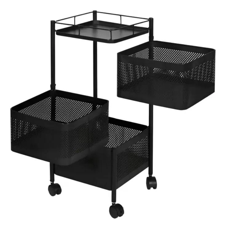ORGANIZADOR METALICO GIRATORIO DE COCINA CON 3 NIVELES Y RUEDAS - 2