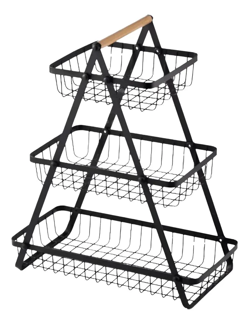 CANASTA ORGANIZADORA DE FRUTAS Y VERDURAS CON 3 NIVELES Y ESTANTE - 1