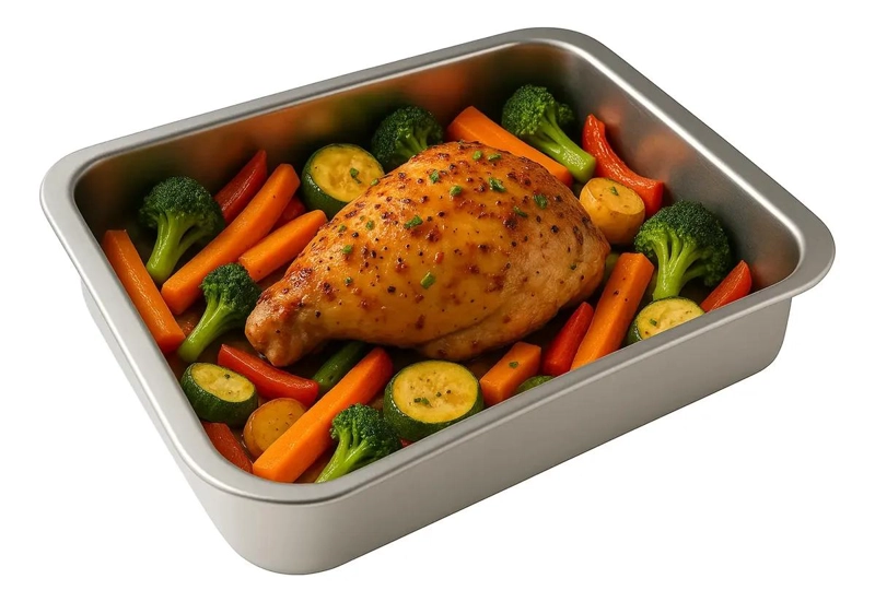 JUEGO DE 8 BANDEJAS DE ACERO INOXIDABLE MULTIUSO PARA HORNO 31X21 CM - 1