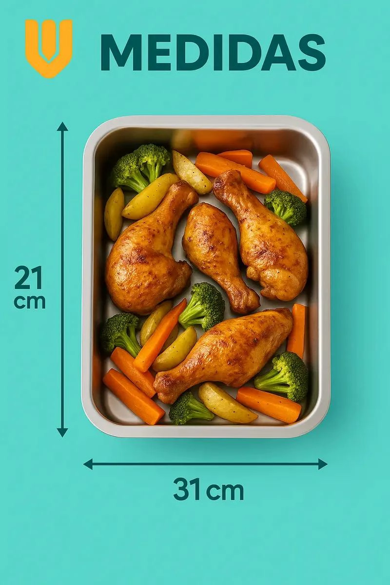 JUEGO DE 8 BANDEJAS DE ACERO INOXIDABLE MULTIUSO PARA HORNO 31X21 CM - 2
