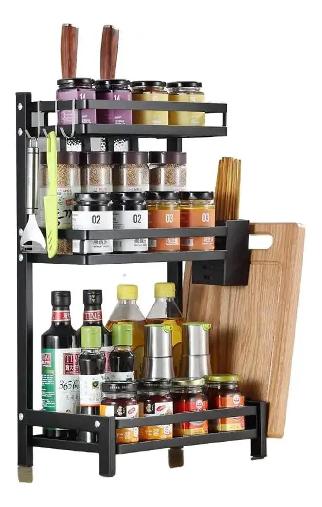 ESTANTE ORGANIZADOR DE ESPECIAS MULTIFUNCIONAL DE 3 NIVELES PARA COCINA - 1