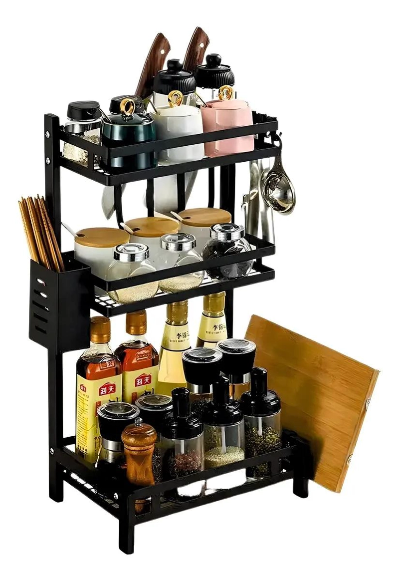 ESTANTE ORGANIZADOR DE ESPECIAS MULTIFUNCIONAL DE 3 NIVELES PARA COCINA - 3