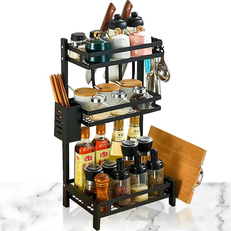 ESTANTE ORGANIZADOR DE ESPECIAS MULTIFUNCIONAL DE 3 NIVELES PARA COCINA - 4
