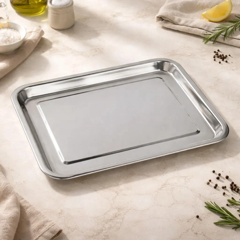 BANDEJA DE ACERO INOXIDABLE RESISTENTE DE 36 X 27 CM - 3