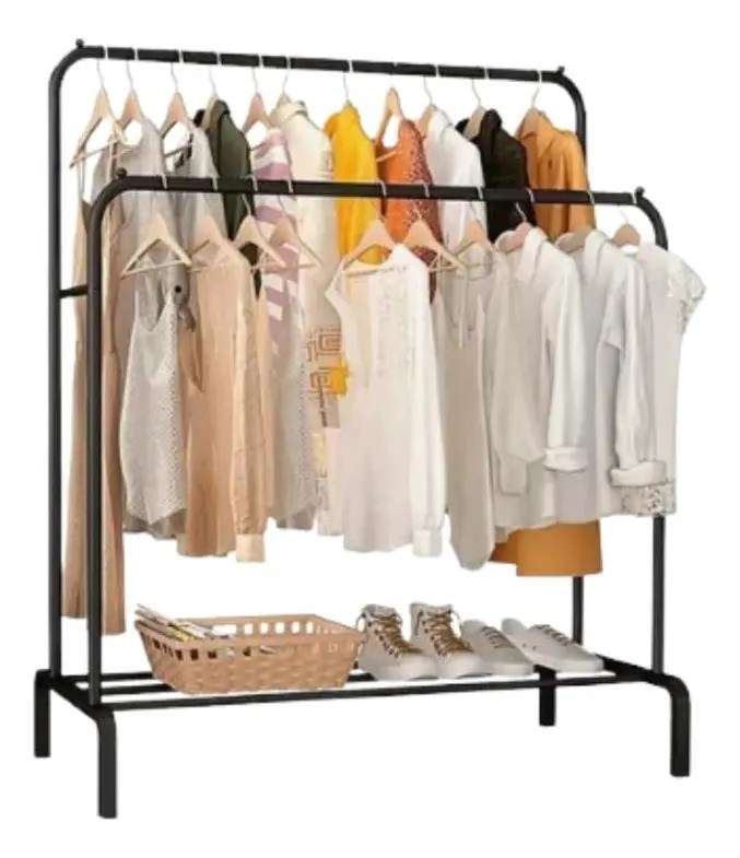 PERCHERO METALICO DOBLE PARA ORGANIZAR ROPA EN CASA - 1