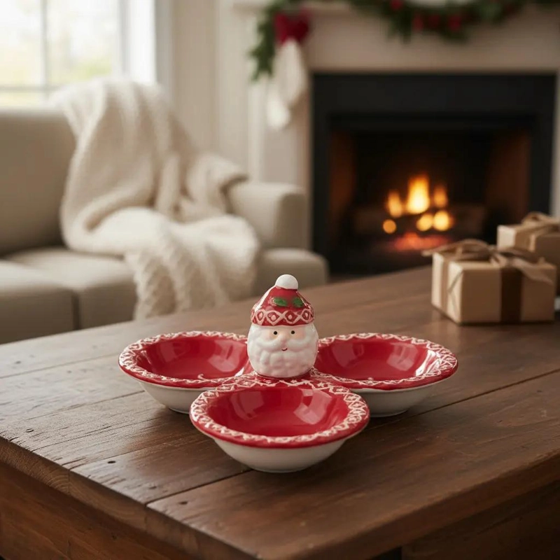 PLATO CON 3 COMPARTIMENTOS PARA PICOTEO EN NAVIDAD - 1