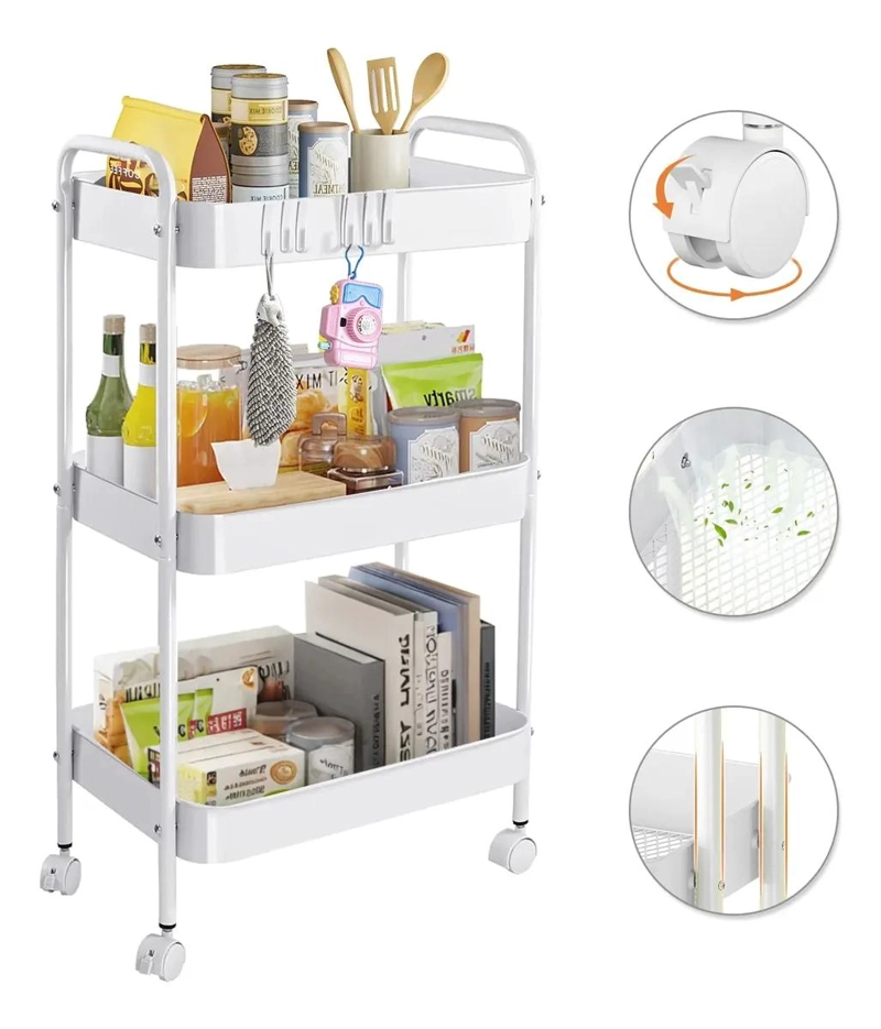 CARRITO ORGANIZADOR DE 3 NIVELES CON RUEDAS PARA COCINA Y BAÑO - 2