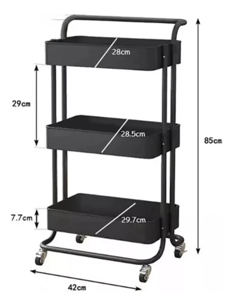 CARRITO ORGANIZADOR METALICO DE 3 NIVELES PARA ALMACENAMIENTO - 3